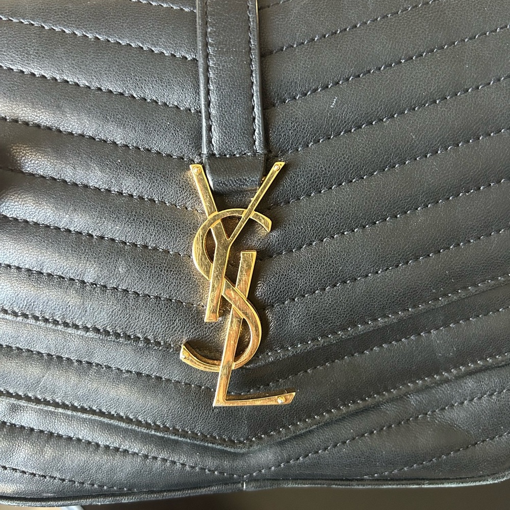 Yves Saint Laurent Black Quilted Leather Monogram Chain Crossbody - Picture 2 of 8